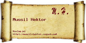 Mussil Hektor névjegykártya